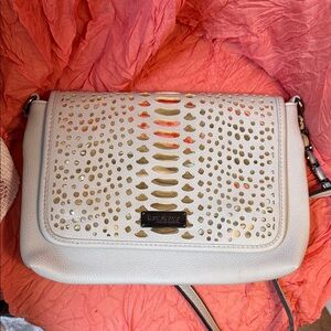 Bebe Elegant Cream  and Gold Accent Bag